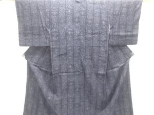 アンティーク　抽象花更紗模様織り出し本場結城紬着物(ちぢみ)